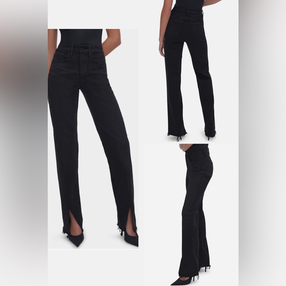 Good American Denim - Good American Good Boy Twisted Slit Straight Leg Jeans Size 12/31